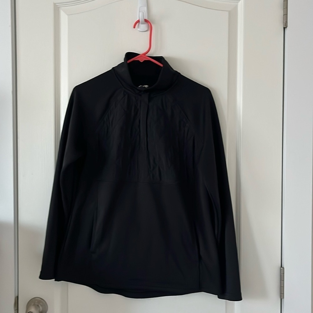 Avia Activewear Long Sleeves 1/4 Zip Quilted Front  Pocket Top Hoddie Sz M Black - Picture 2 of 9